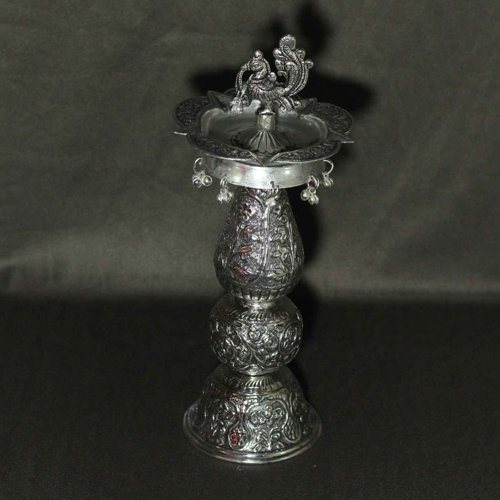 Classic Brass Peacock Samai Diya – 12 Inch Traditional Oil Lamp